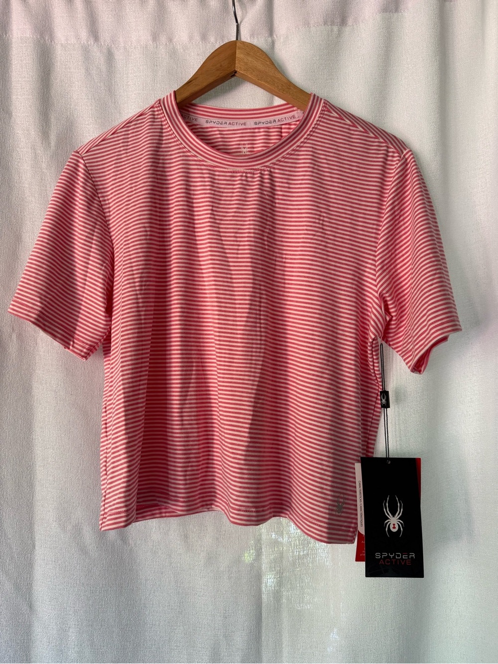 Spyder Pink and White Striped Short Sleeve Tee